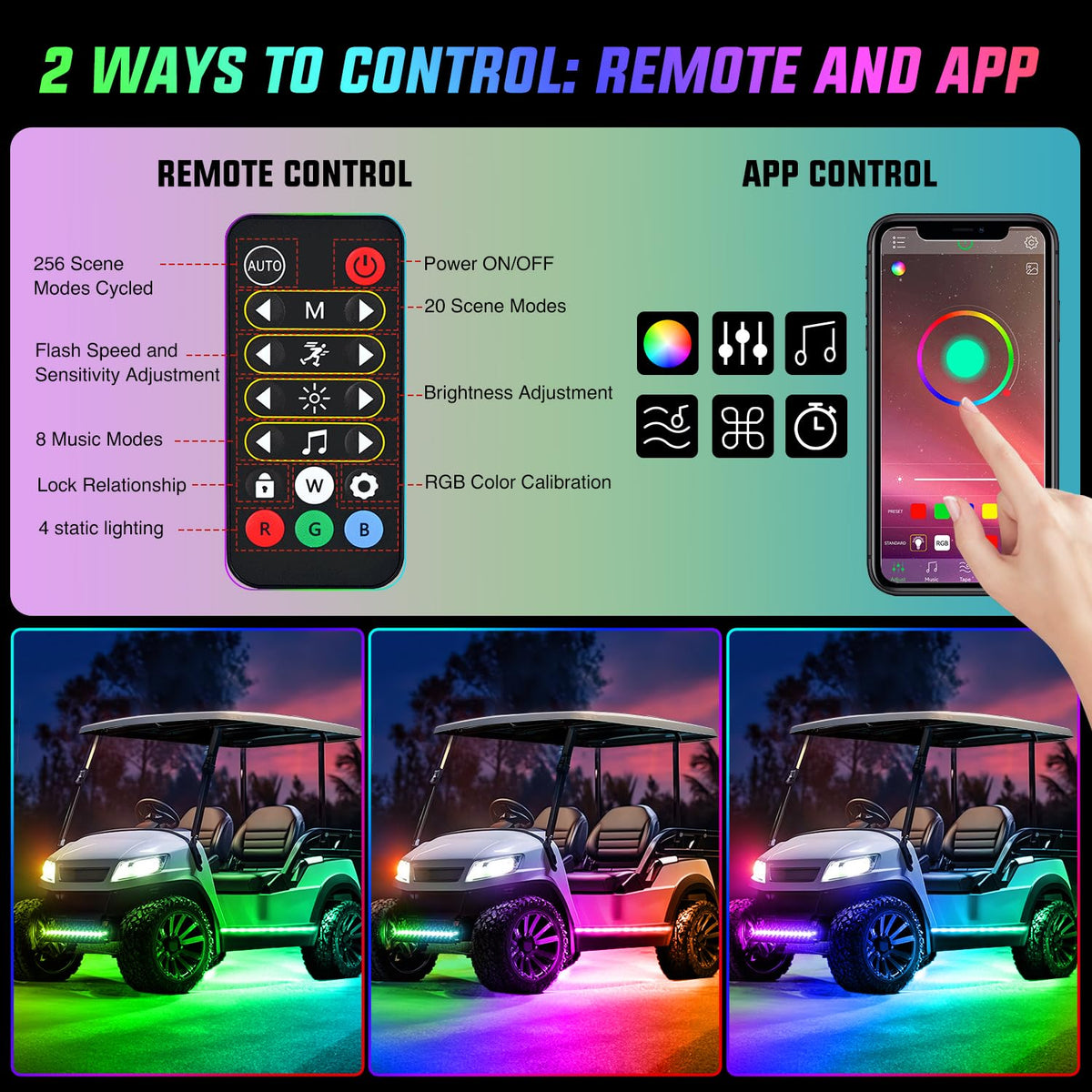 Nilight wireless remote in hand showing quick access to modes and brightness control
