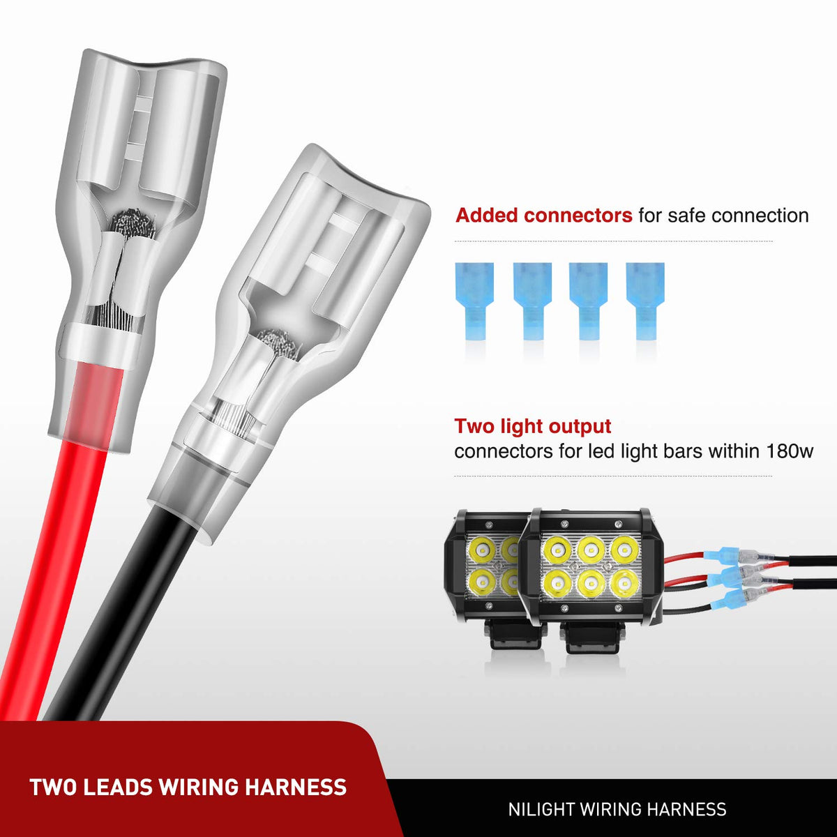 Nilight wiring diagram and connectors arranged to simplify DIY installation