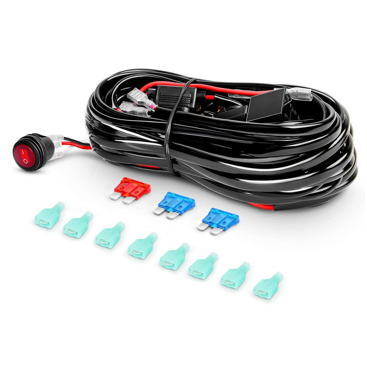Nilight 16AWG wiring harness and connectors for easier install and reliable connections