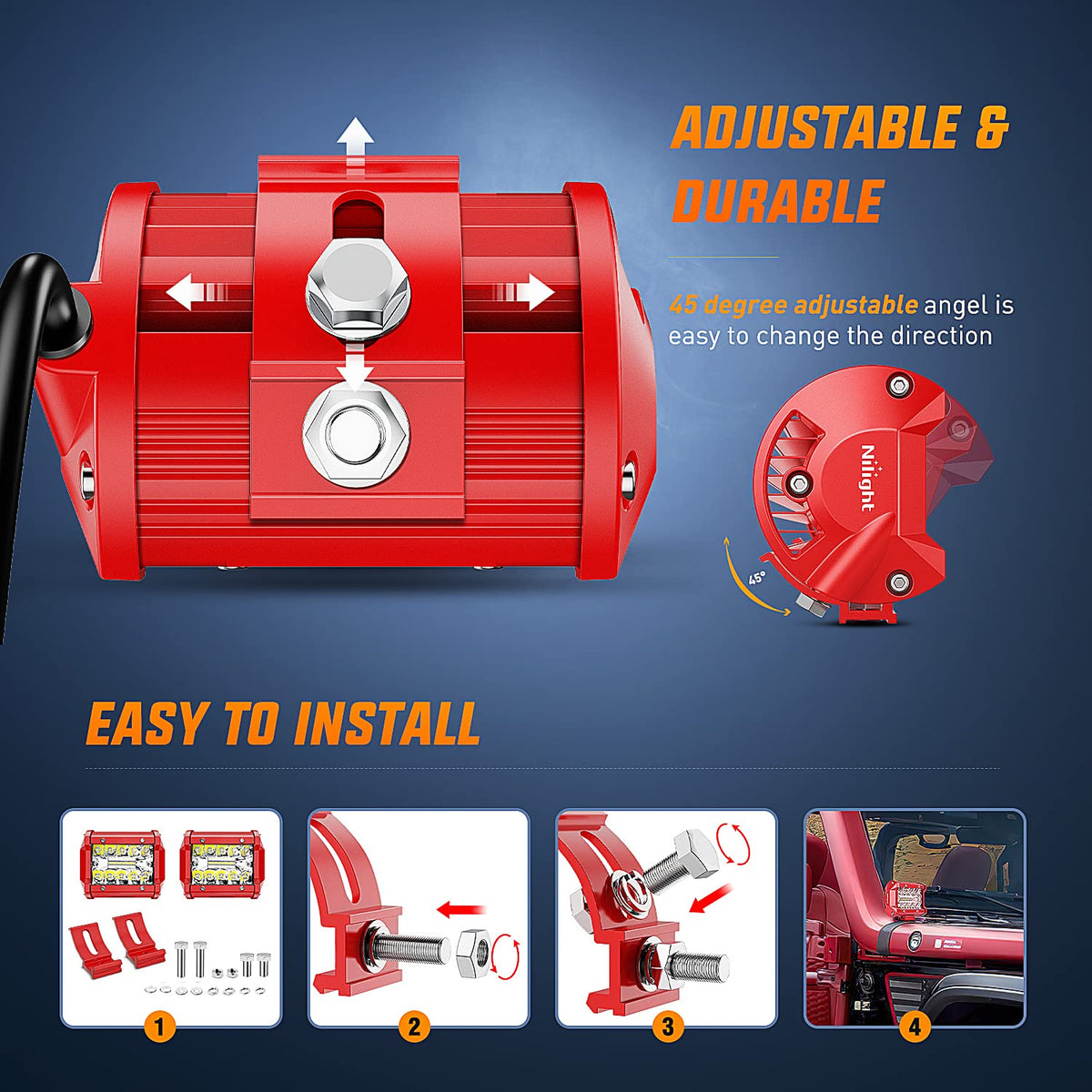 Nilight complete wiring harness and connectors included for fast, plug-and-play installation