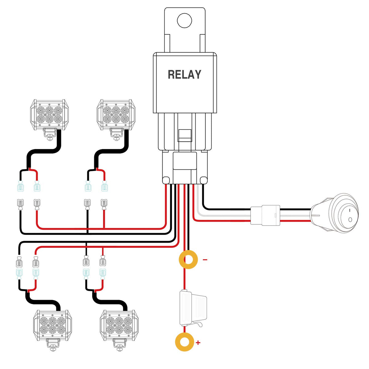 Nilight wiring harness with relay and blade fuse offering safer electrical protection