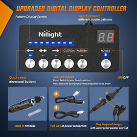Nilight wiring harness laid out to show 11.48FT cables and flexible routing benefits