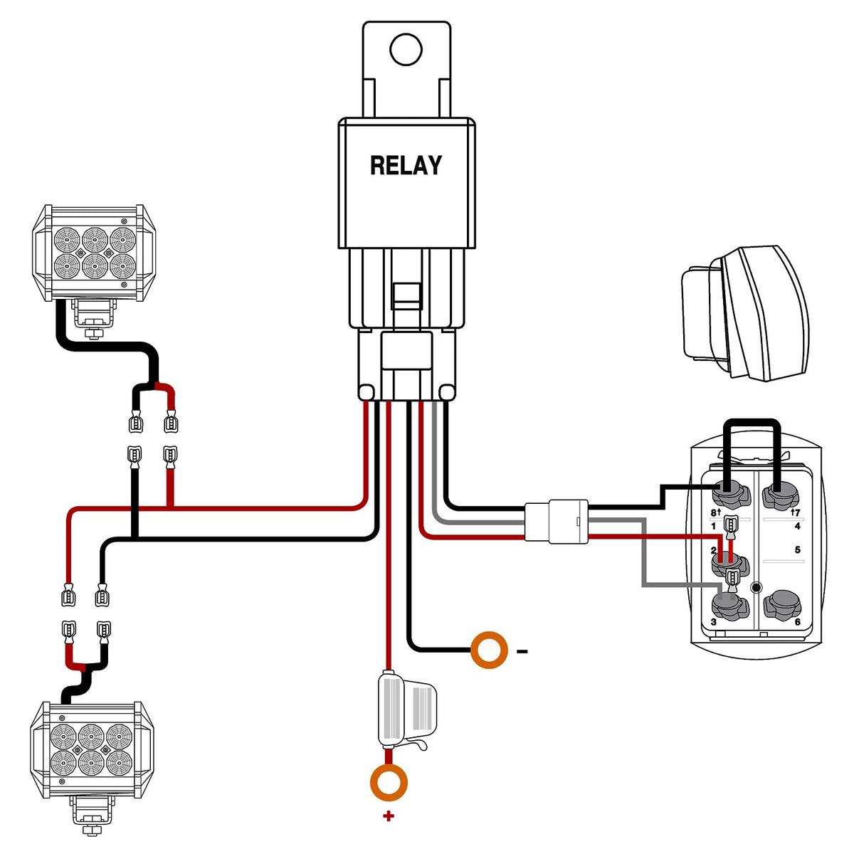 Nilight wiring harness with 5-pin rocker switch and relay for safer, easy wiring