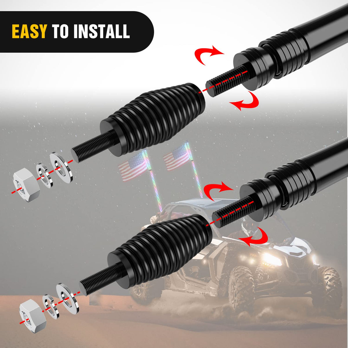 Nilight with whip light attached illustrating compatibility and protection