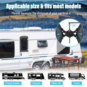Nilight at campsite between trailer wheels illustrating easier setup and sleep