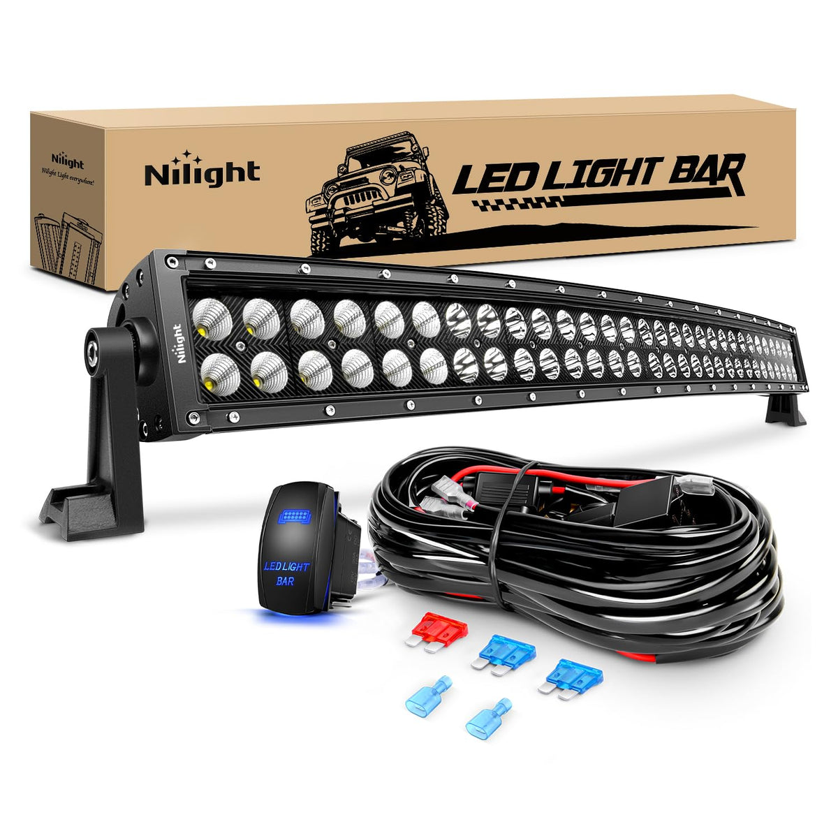 Nilight ZH410 front view showing curved profile and wide coverage benefit