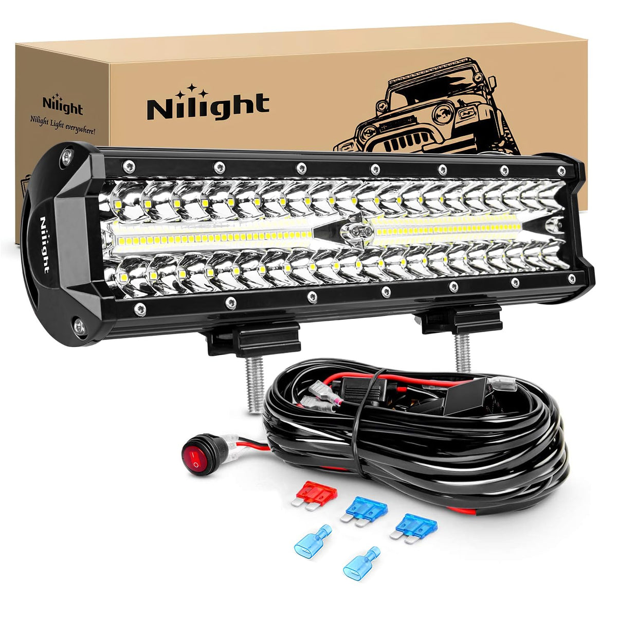 Nilight ZH411-A front view showing LED rows and improved visibility