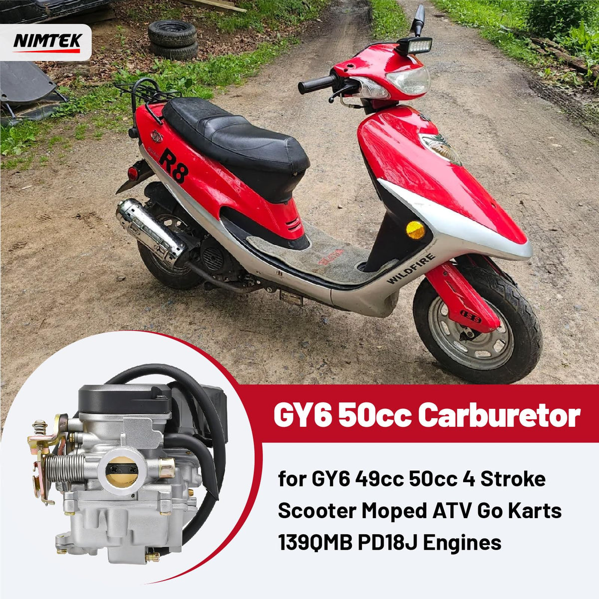 NIMTEK carburetor side profile highlighting body shape and linkage for durable operation