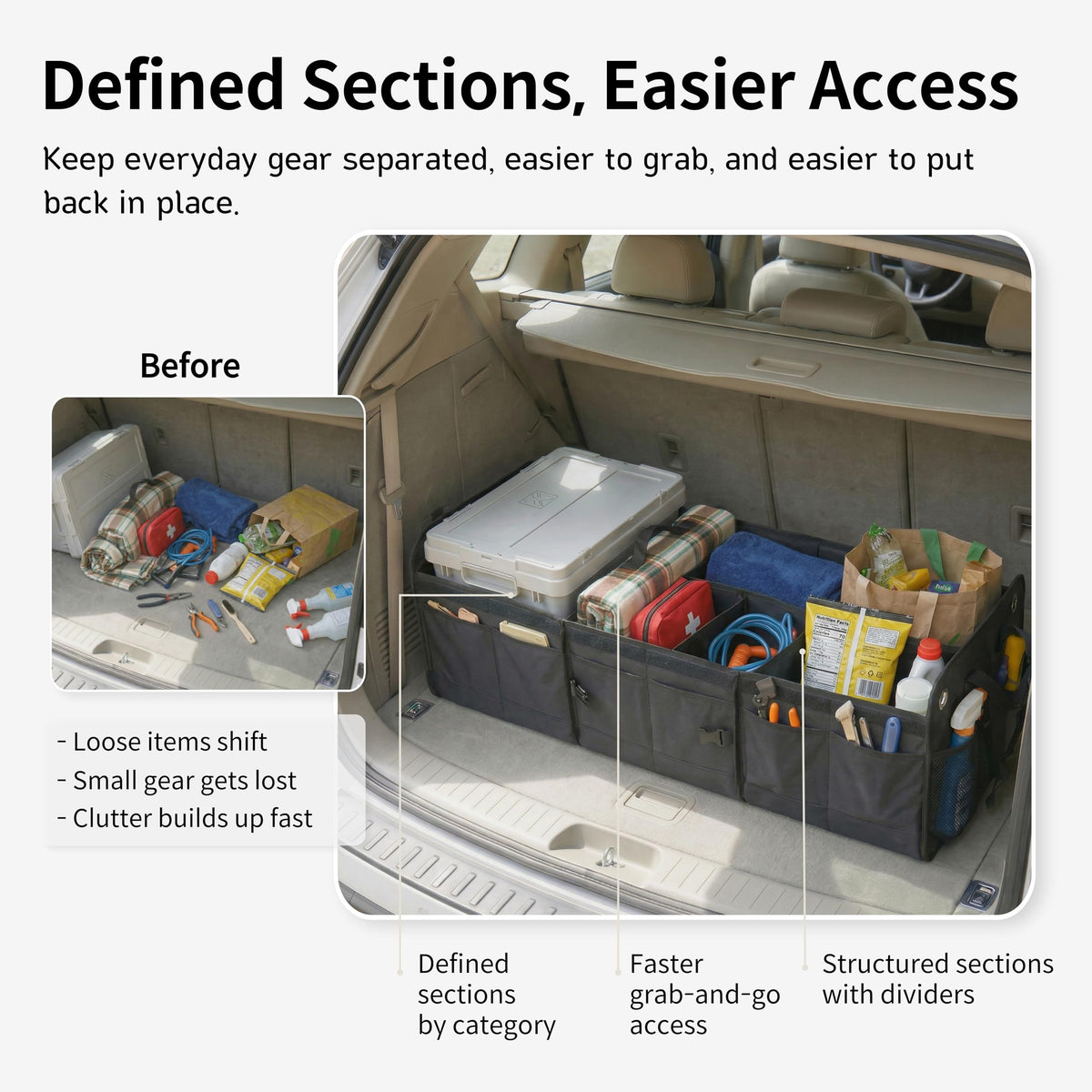 NINEDUCK installed in truck trunk illustrating anchored stability while driving