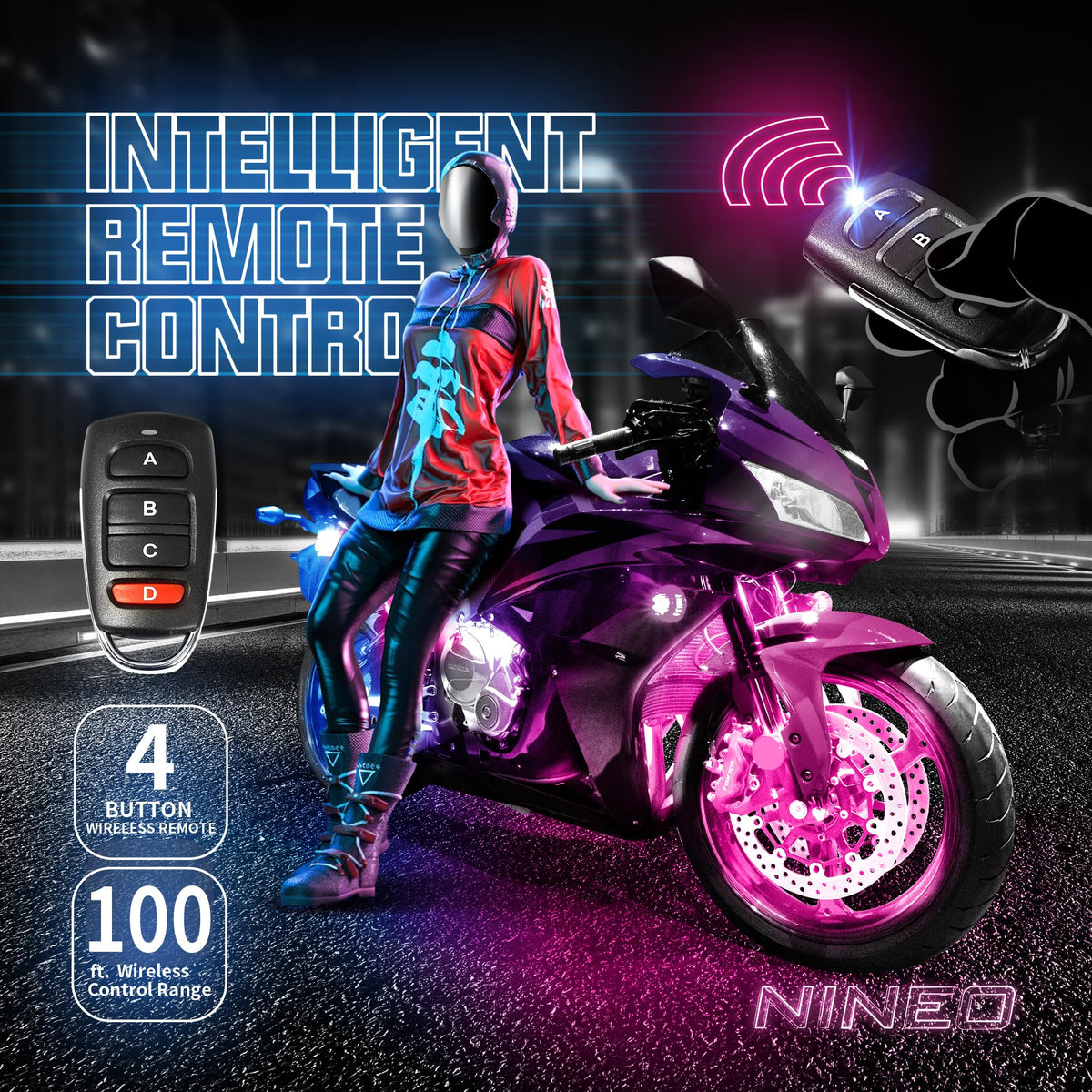 NINEO pod next to ruler for scale showing compact size and placement options