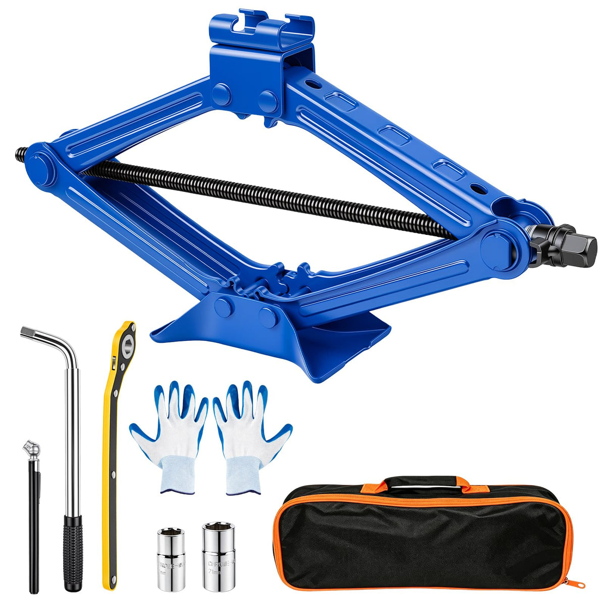 Nintival front view of scissor jack showing compact design and quick deployment benefit