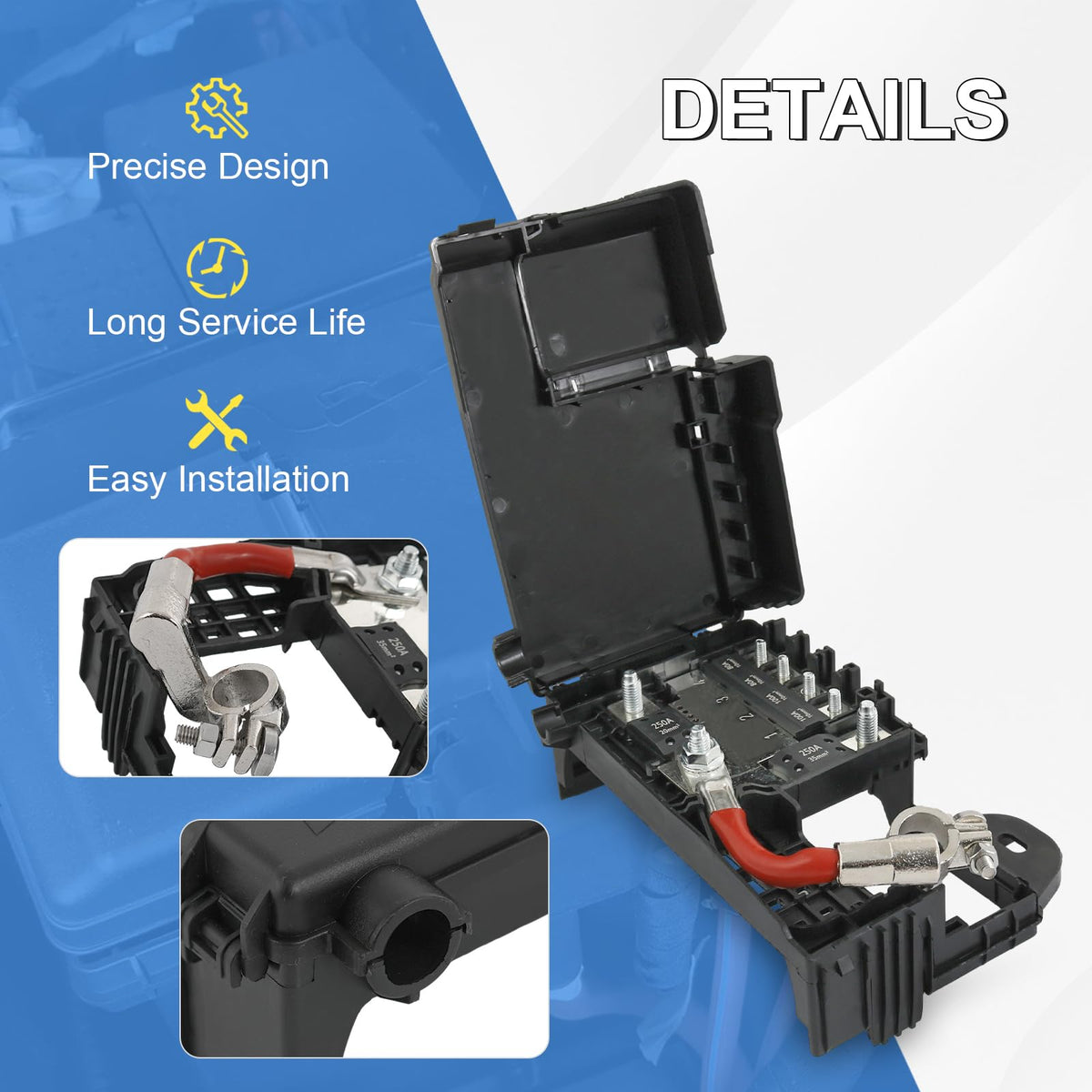 Nirakoka installed on a car battery demonstrating correct in-vehicle fit