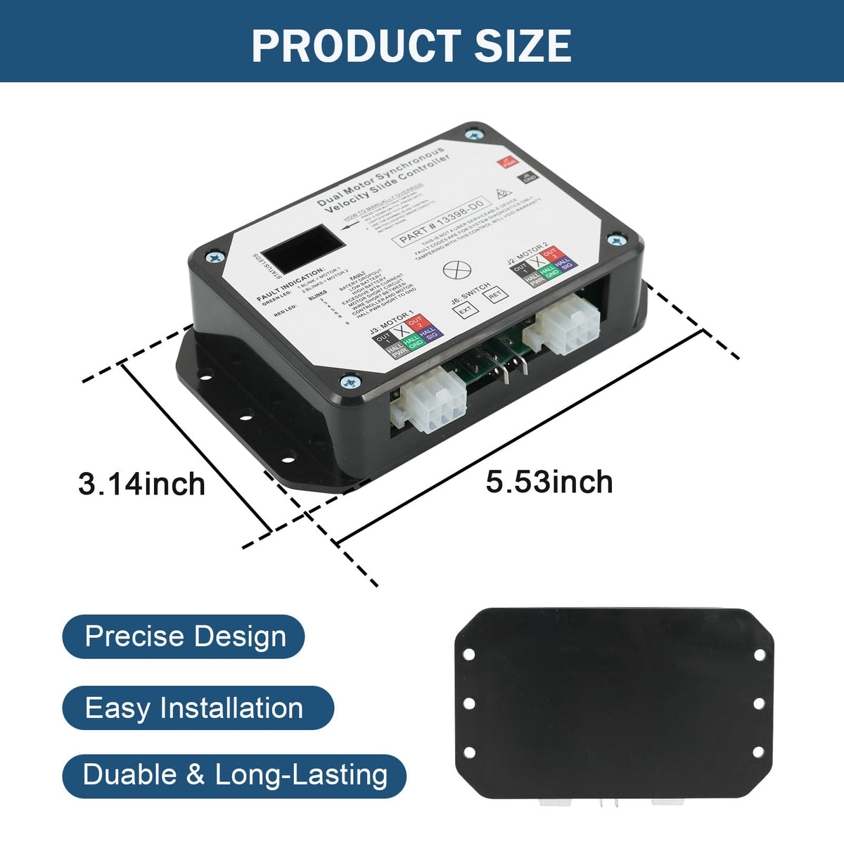 Nirakoka controller beside ruler showing compact size that fits original mounting