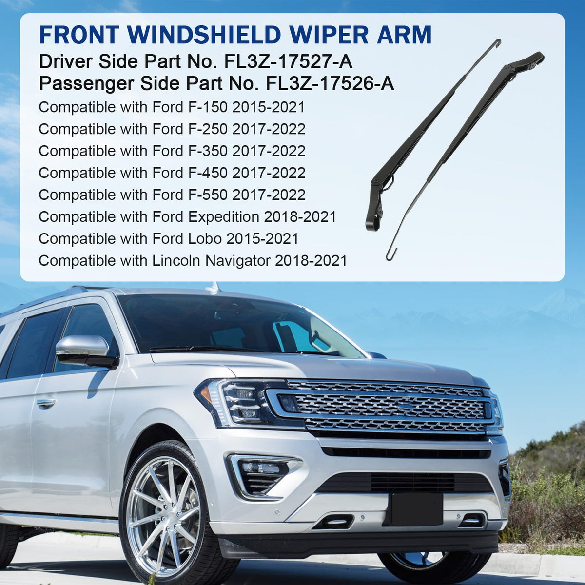 Nirakoka driver side wiper arm close-up showing finish and fit for reduced noise benefit
