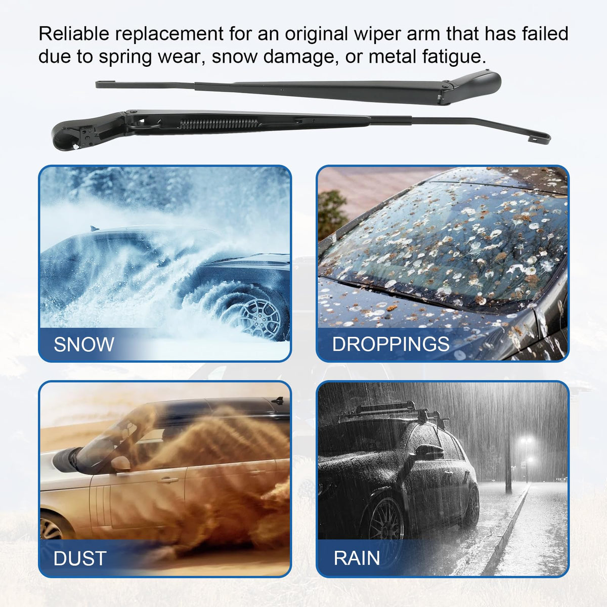 Nirakoka passenger side wiper arm detail highlighting construction for long-lasting performance
