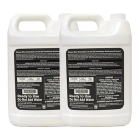 Nissan coolant close-up label highlighting blue long life formula and service specs