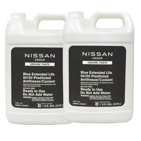 Nissan coolant front packaging showing 2-gallon premix and OEM branding for correct fit