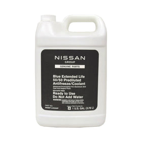 Nissan coolant pouring into radiator during service demonstrating ready-to-use premix benefit