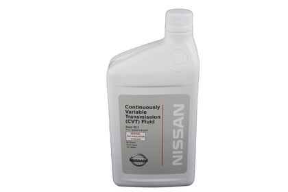 NISSAN genuine 999MP-CV0NS2 quart bottle front view showing clear label and OEM quality benefit