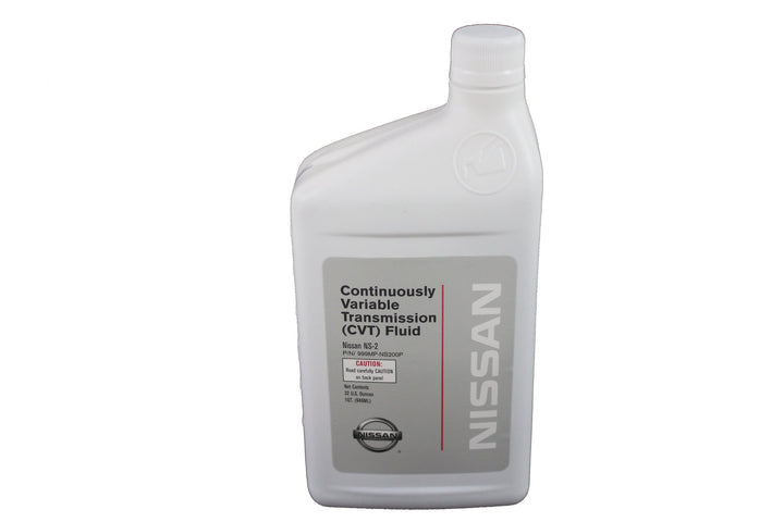 NISSAN genuine 999MP-CV0NS2 quart bottle front view showing clear label and OEM quality benefit