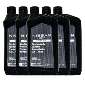 Nissan CVT-3 next to measuring scale illustrating 5-quart quantity benefit