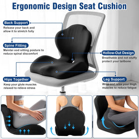 Nisuez cushion installed in a car seat illustrating portability and secure fit for drivers