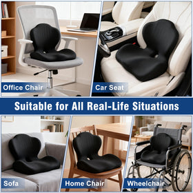 Nisuez beside a ruler for size comparison showing universal fit for most chairs and vehicles