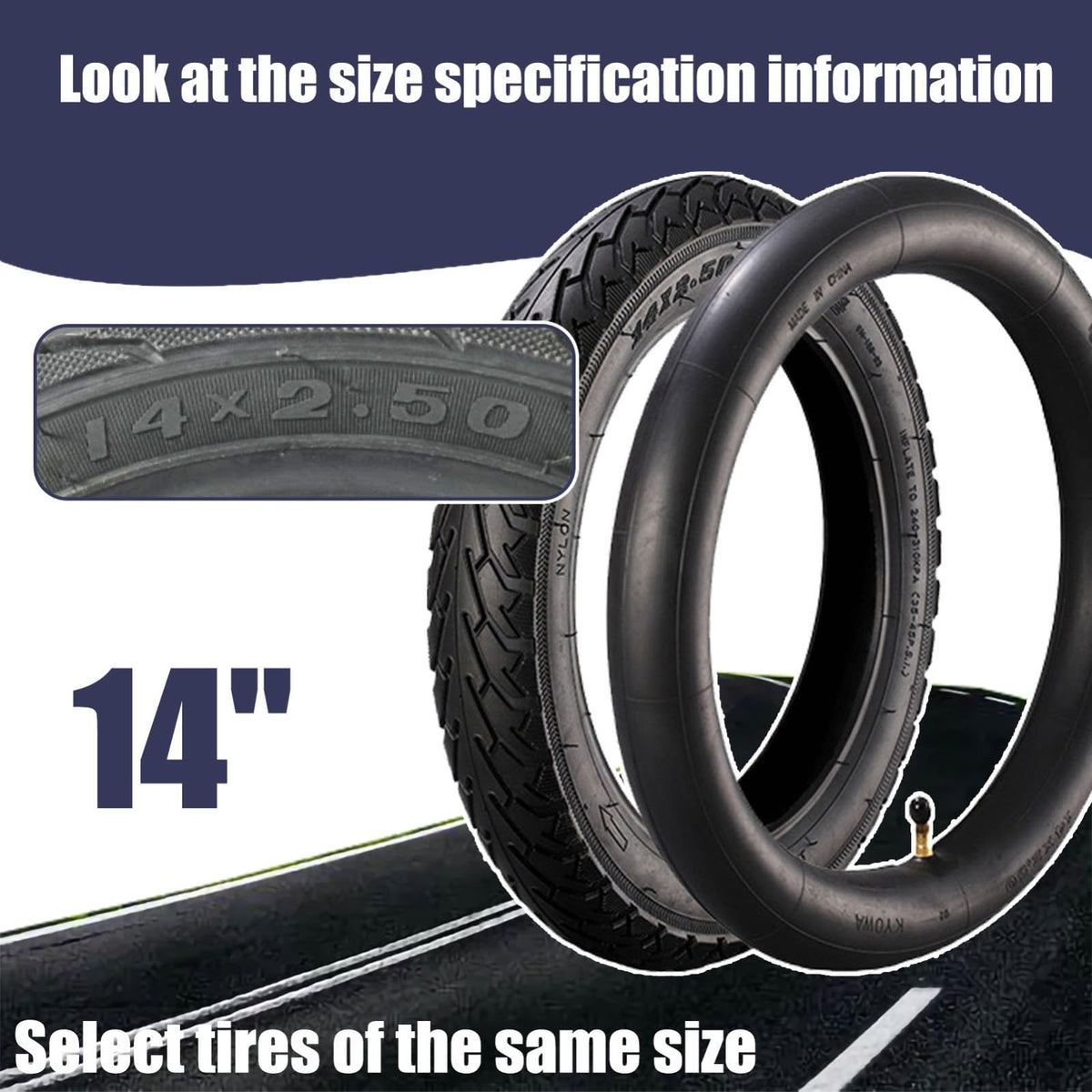 NiuJKun closeup of 64-254 sidewall marking for easy compatibility verification