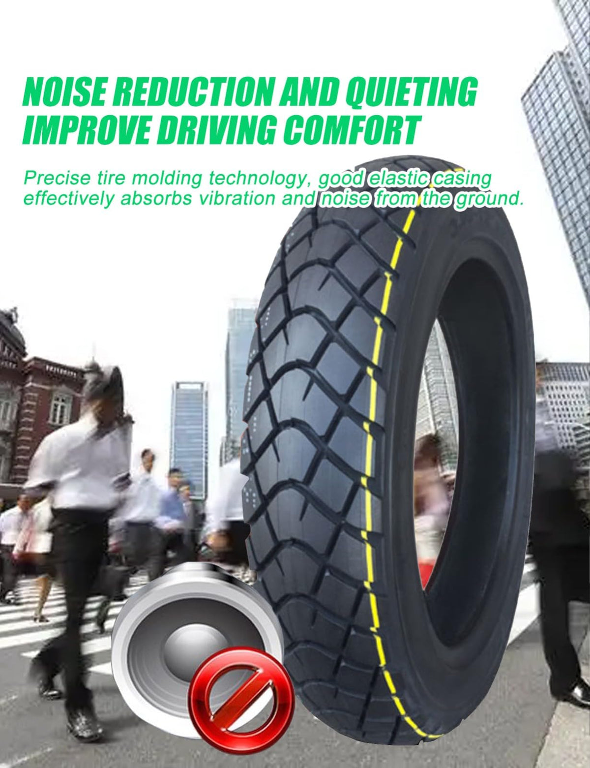 NiuJKun tire next to ruler showing 12-inch scale for correct fit confirmation