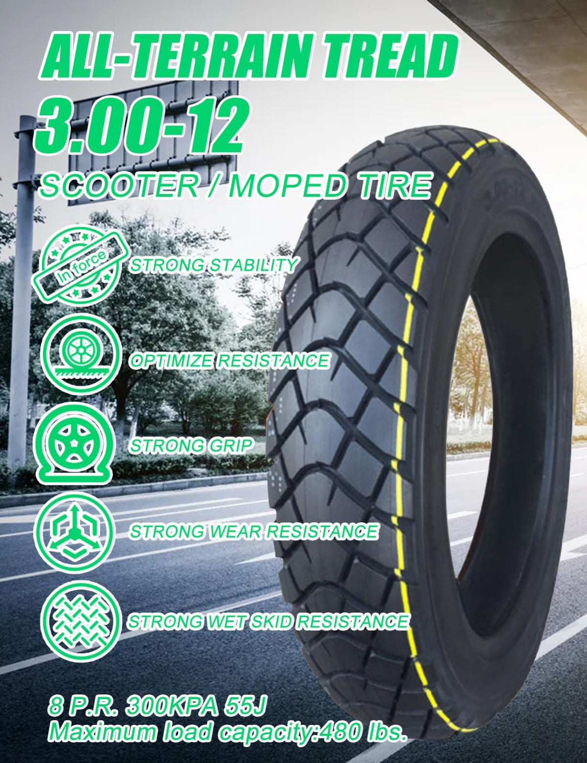NiuJKun tread close-up highlighting block pattern for better off-road grip