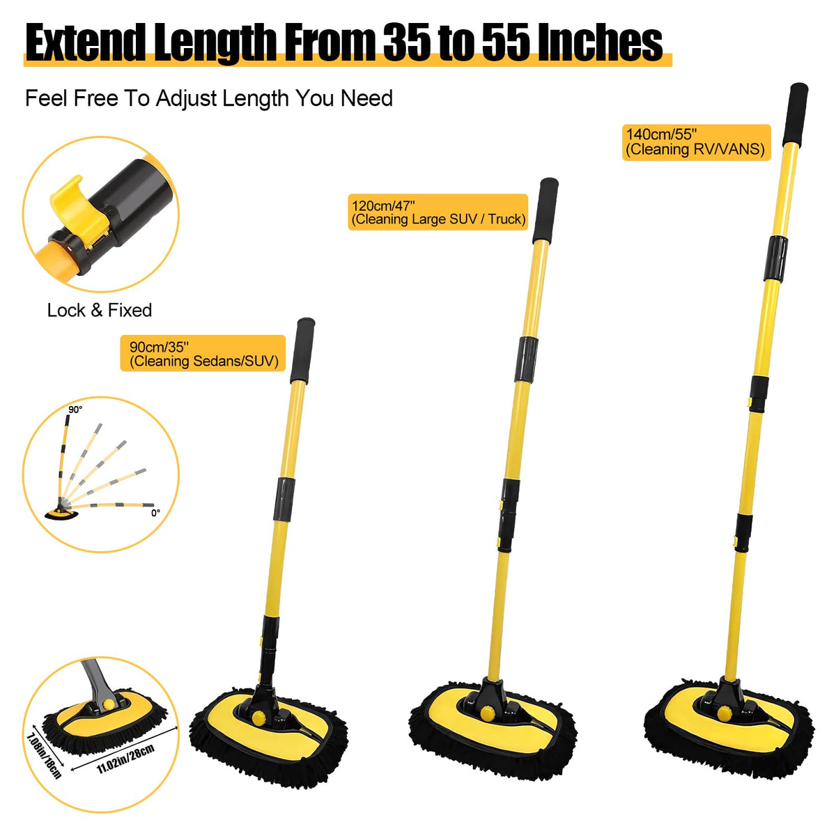 NIUMID chenille mop head close-up, soft microfiber protects paint during wash
