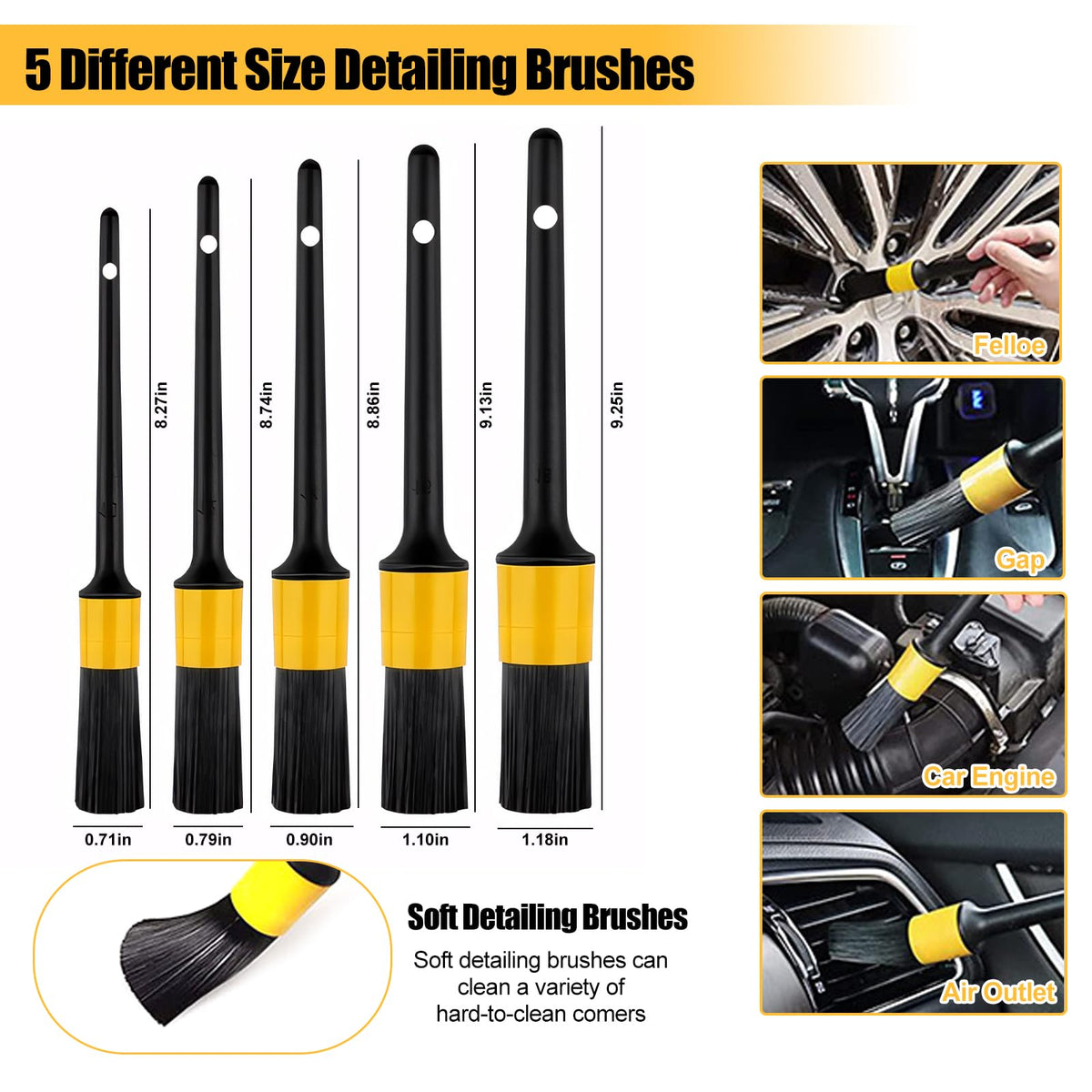NIUMID assortment of detail brushes and mitts for precise grime removal