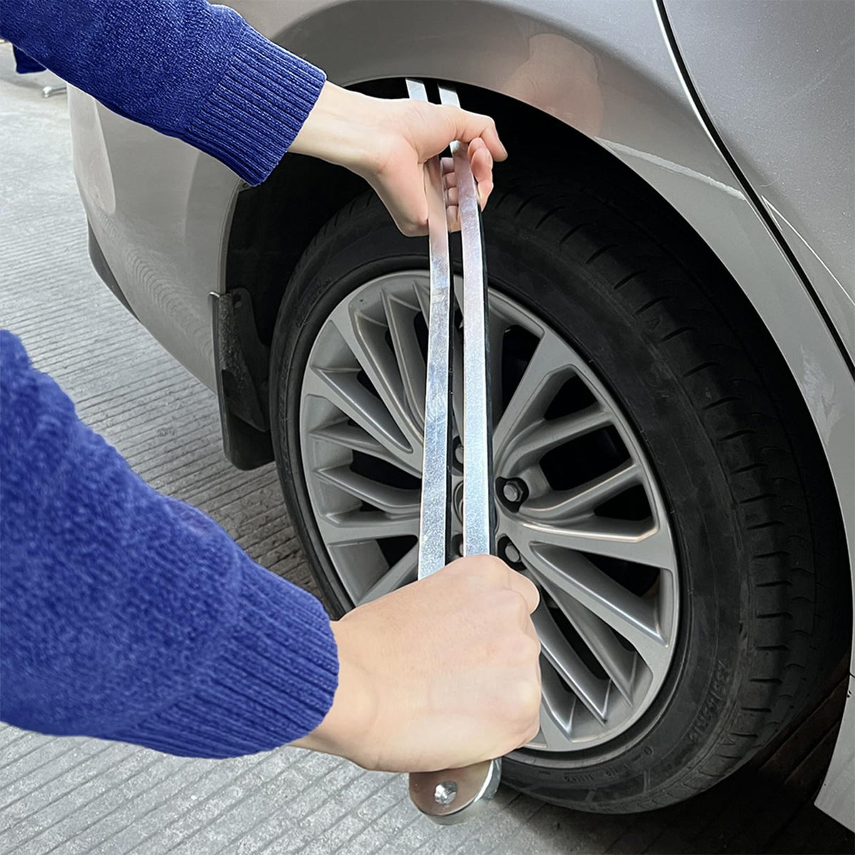 NIUVOCY tools in use on fender demonstrating paintless repair benefit