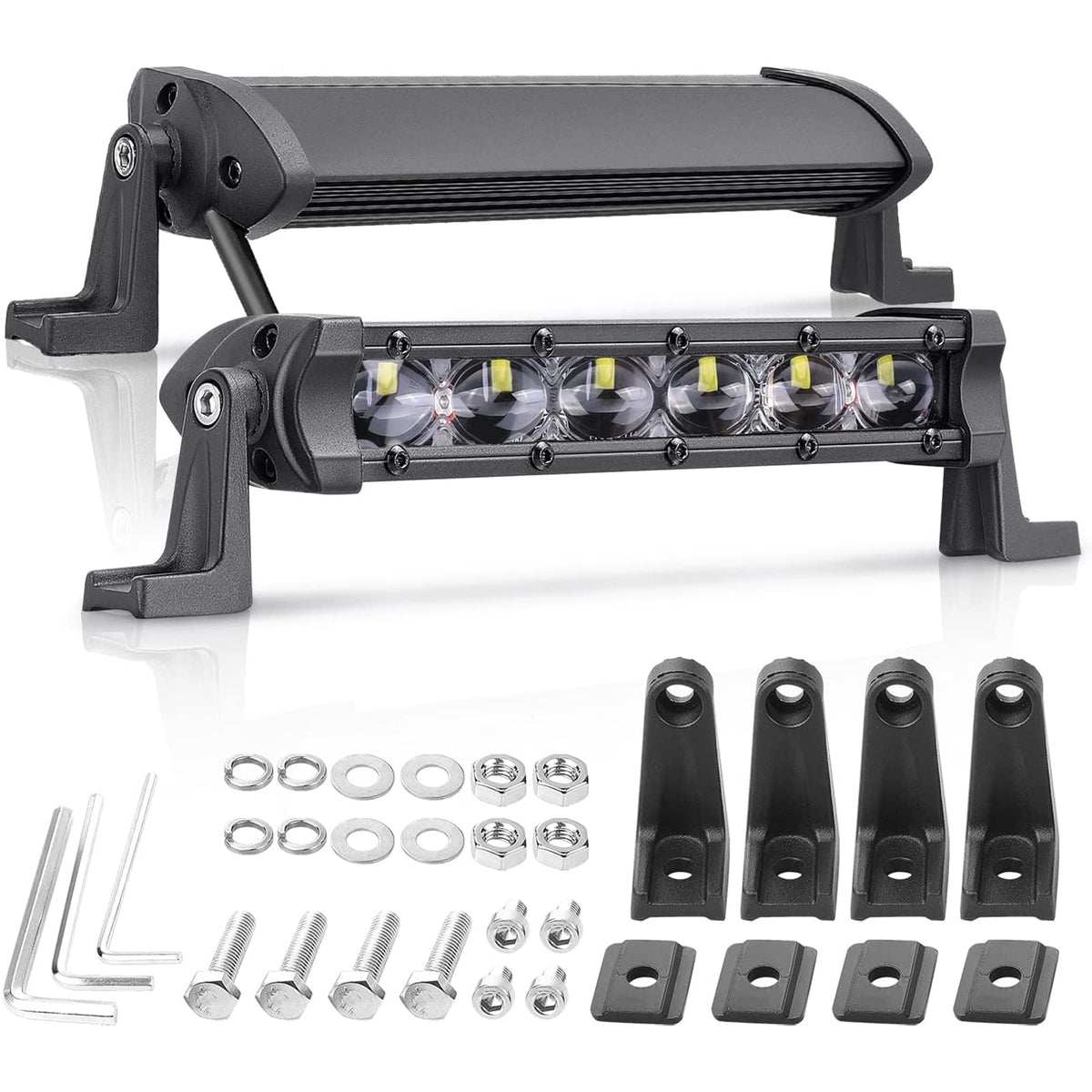 NIWAKER front view of 6-inch LED light bar showing compact housing and bright output benefit