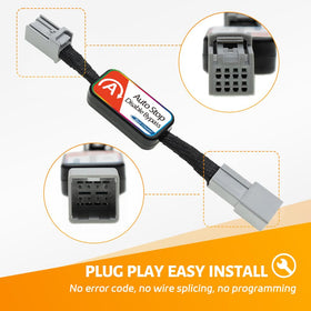 NJSBYL wiring connector plugged between idle stop button and harness preserving stock wiring