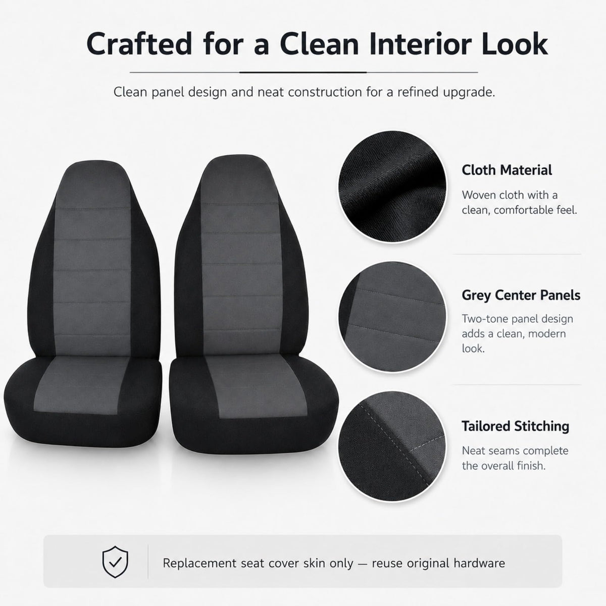 NLQR headrest covers fitted top view for integrated protection