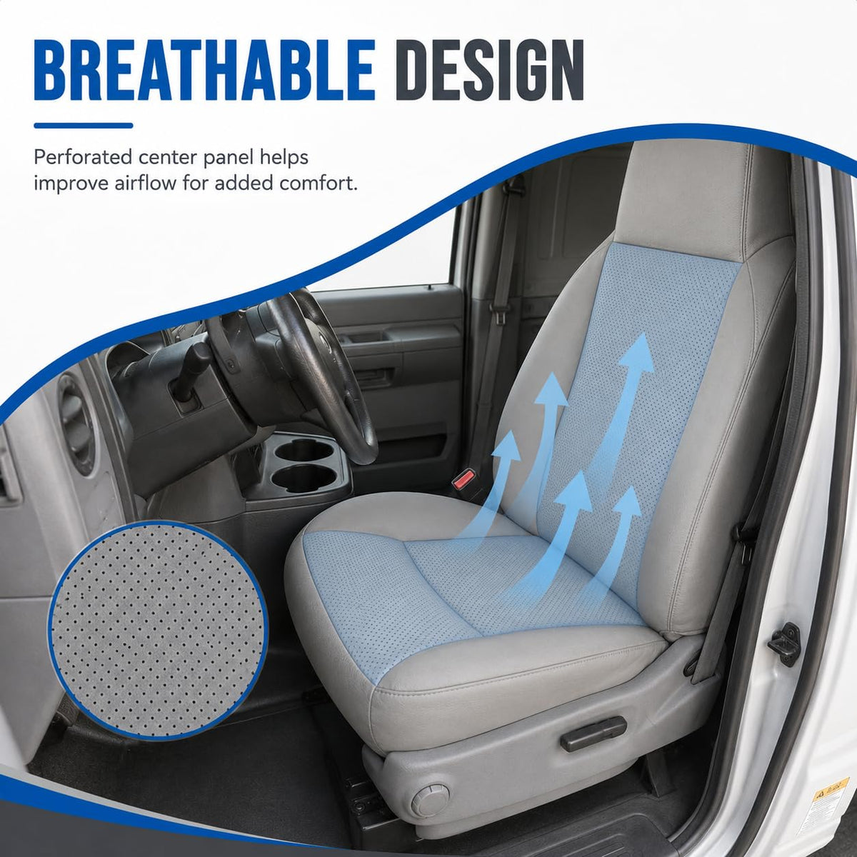 NLQR installed in van driver seat preserving heated and ventilated function