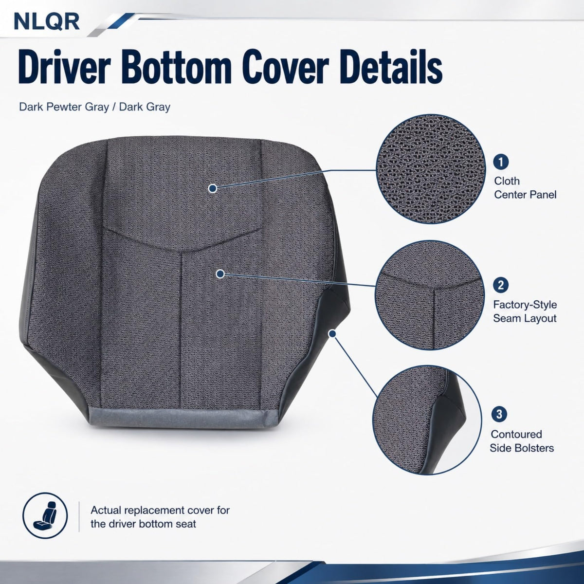 NLQR microfiber leather trim stitching showing durable finish