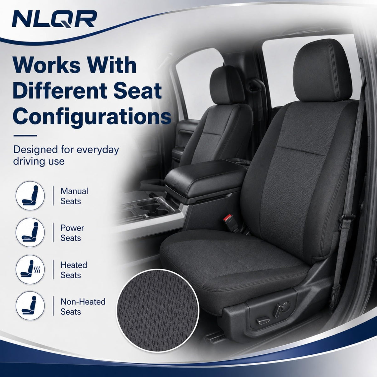 NLQR seat cover backside attachment showing easy install clips