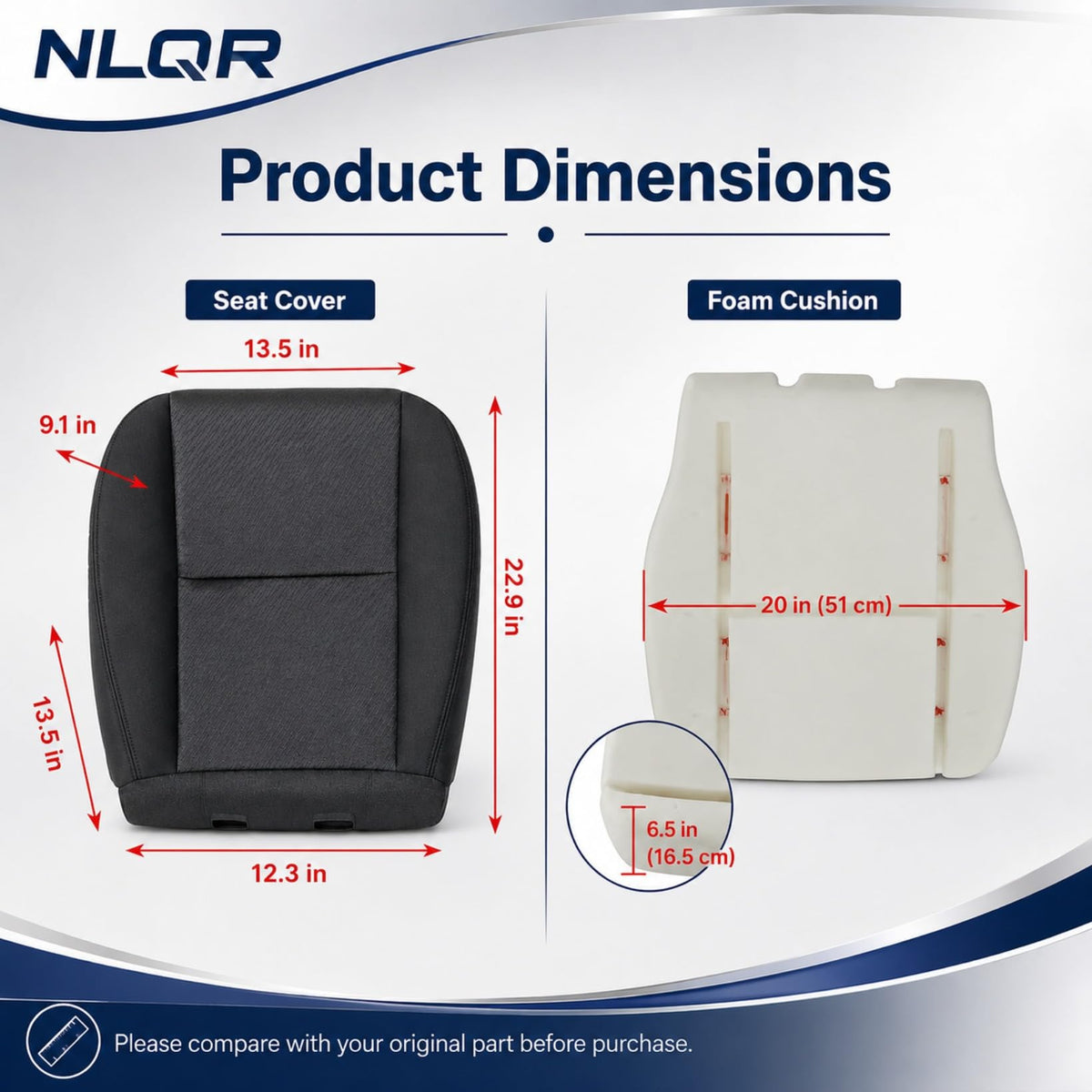 NLQR seat cover close-up stitching showing durable seams and longevity