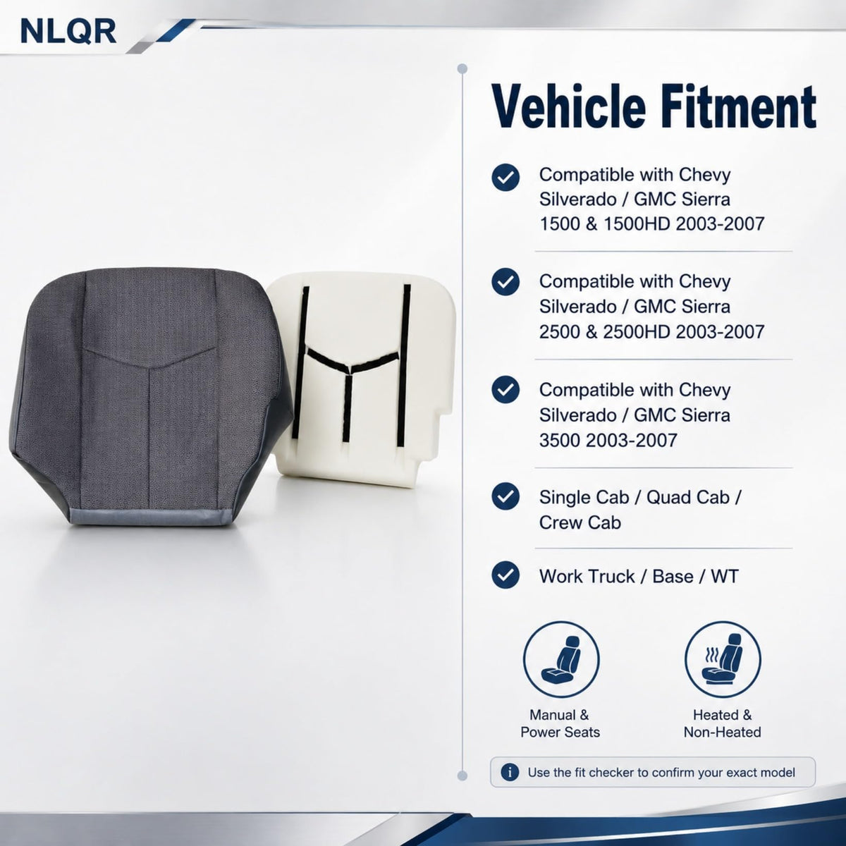 NLQR seat cover installed on seat frame showing seamless OEM look