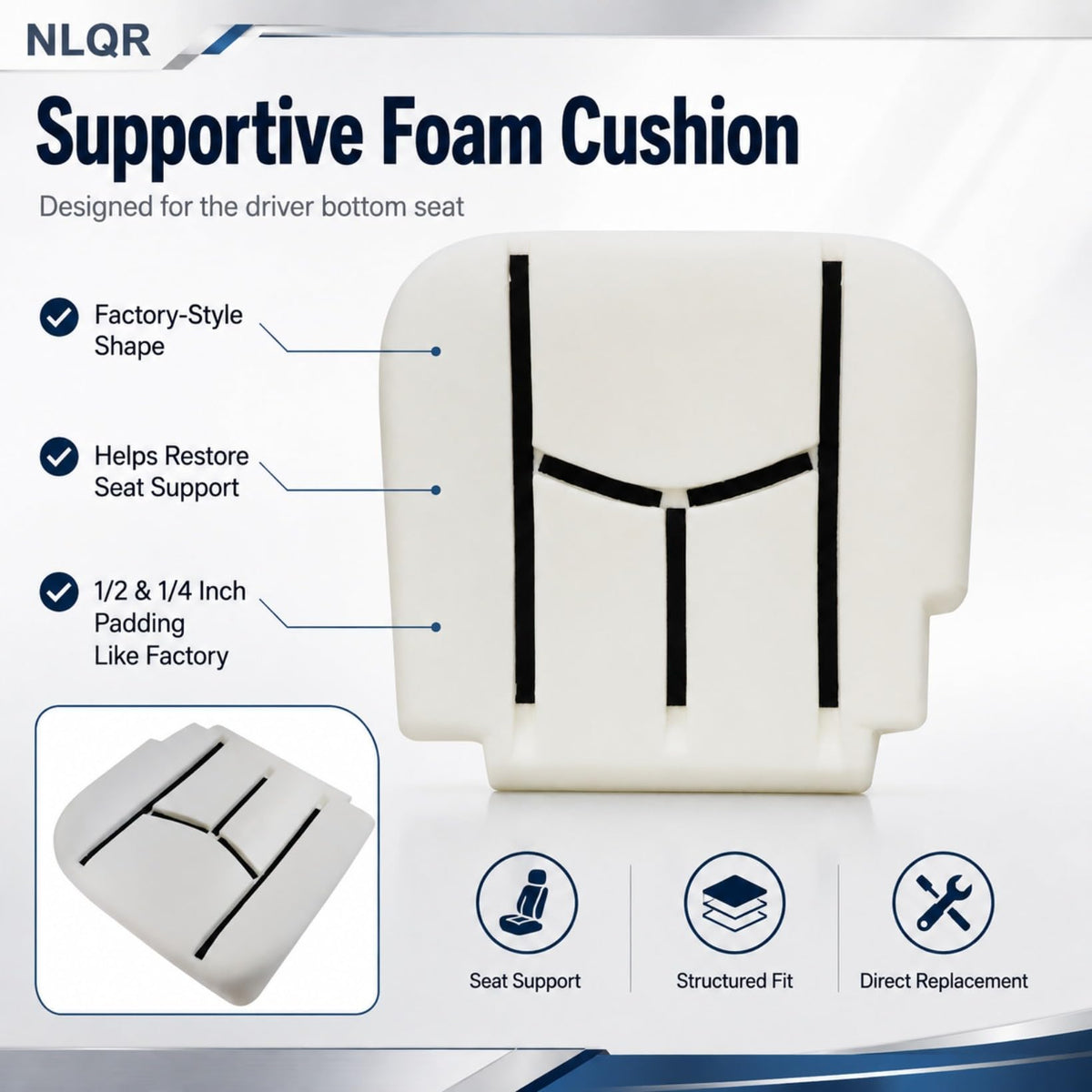 NLQR seat cover underside showing secure fastening points benefit