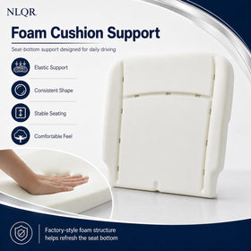 NLQR seat cushion next to ruler and hand to show accurate scale