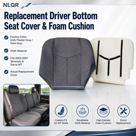 NLQR bottom seat cover next to ruler showing accurate size fit