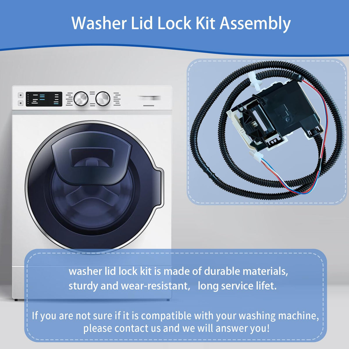 NLZQMBC boxed washer lid lock and contents for straightforward replacement