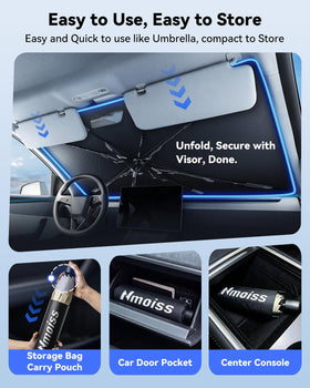 Nmoiss shielding dashboard and touchscreen showing interior protection benefit