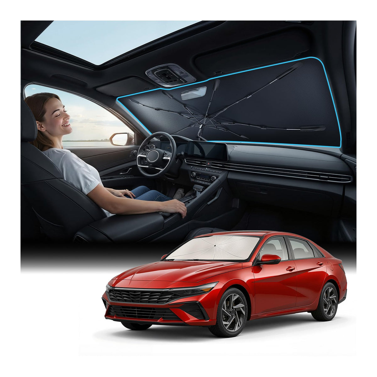Nmoiss front packaging showing custom Elantra fit and easy protection