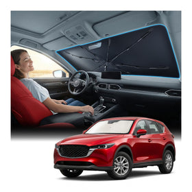 Nmoiss front view open sunshade showing full windshield coverage and cooling benefit