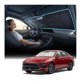 Nmoiss front view installed on Sonata windshield showing full coverage and cooling benefit