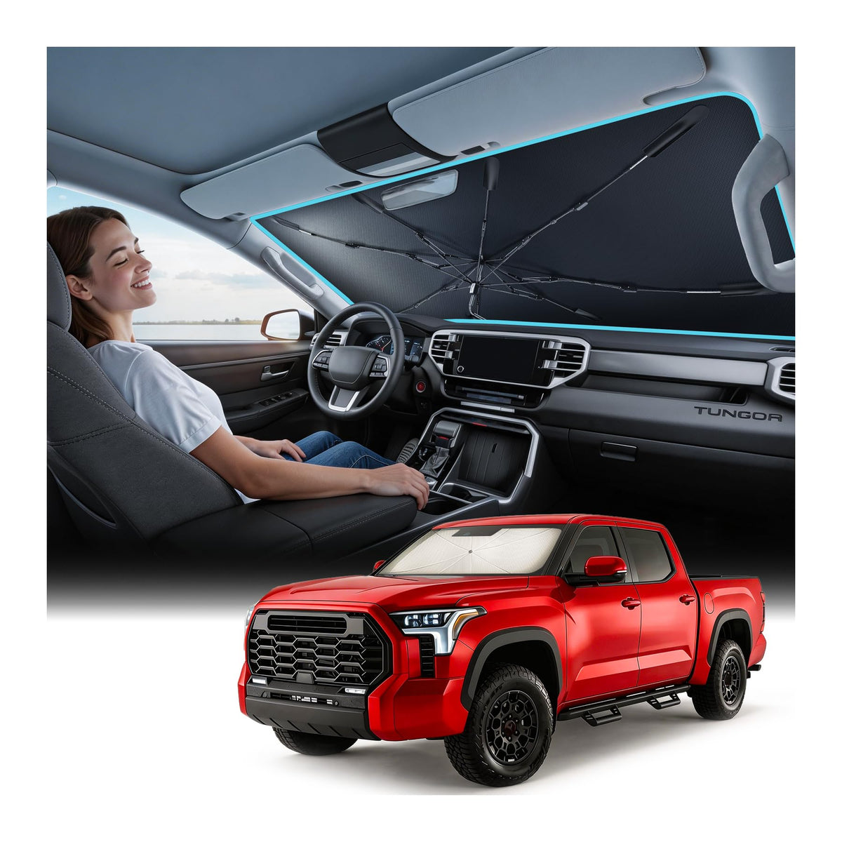 nmoiss front view packaging for Toyota Tundra shows full windshield coverage and protection